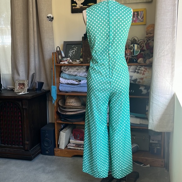 Vintage handmade polka dot polyester jumpsuit with matching shirt - Picture 5 of 16